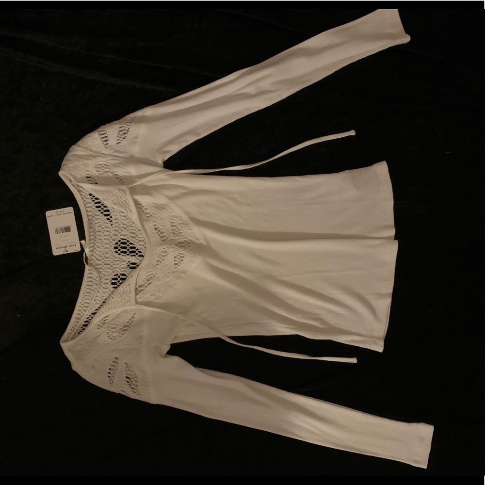 Free people long sleeve with crotchet neckline